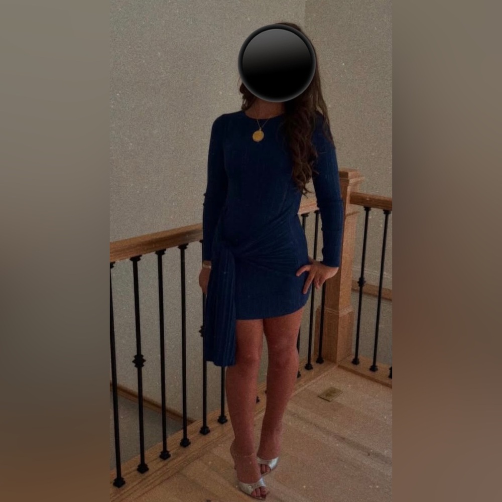 Cider Navy Long Sleeve Dress